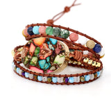 Chunky Stone Bracelet with Elegant Charm - Natural Stone Jewelry