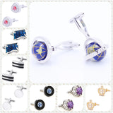 Stone Cufflinks 27 Designs Men Cuff Links Crown Shell Globe Opal Red Pink Purple