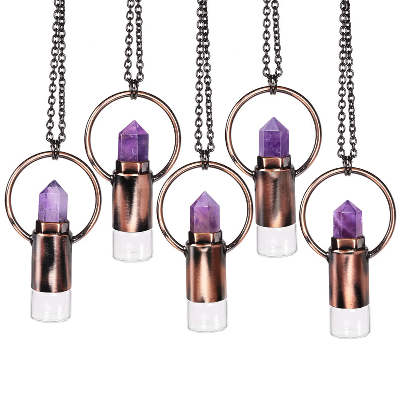 Stone Essential Oil Diffuser Necklace with Healing Crystal Point Pendant
