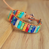 Stone Chakra Bracelet Tube Beads Leather Wrap Creative Couples Bracelets