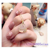 Jade Cat Necklace Pendant 925 Silver Jewelry Zircon Charms Pink