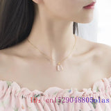 Jade Cat Necklace Pendant 925 Silver Jewelry Zircon Charms Pink