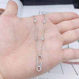 Stone Movable Necklace 925 Sterling Silver Pendant Necklace