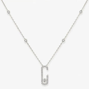 Stone Movable Necklace 925 Sterling Silver Pendant Necklace