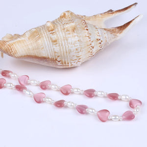 Stone Necklace Jewelry Natural Pearl Heart Shape Crystal Necklace
