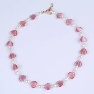 Stone Necklace Jewelry Natural Pearl Heart Shape Crystal Necklace