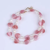 Stone Necklace Jewelry Natural Pearl Heart Shape Crystal Necklace