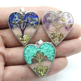 Amethyst Crystal 7 Chakra Reiki Healing Tree Heart Pendants