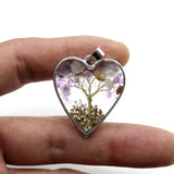Amethyst Crystal 7 Chakra Reiki Healing Tree Heart Pendants
