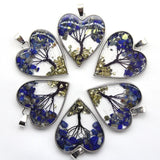 Amethyst Crystal 7 Chakra Reiki Healing Tree Heart Pendants