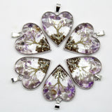 Amethyst Crystal 7 Chakra Reiki Healing Tree Heart Pendants