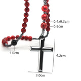 Stone Rosary Hematite Pendant Necklace Christian Religious Gift