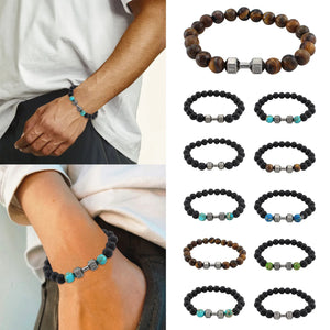 Stone Volcanic Rock Dumbbell Beads Bracelet Jewelry