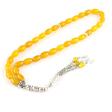Yellow Agates Bead Tassel Pendant Islamic Muslim Tasbih Rosary
