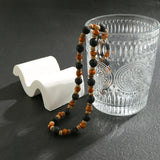 Stone and Wood Beaded Short Choker Necklace for Men