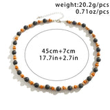Stone and Wood Beaded Short Choker Necklace for Men