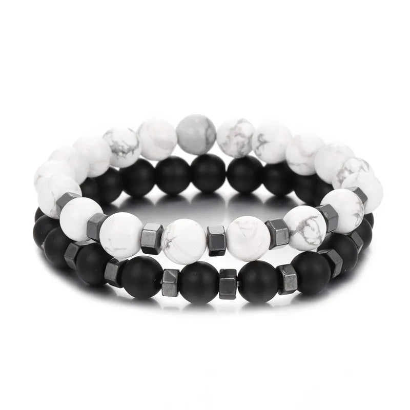 Stone bead Couple Bracelet Armband Mens Jewelry