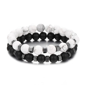 Stone bead Couple Bracelet Armband Mens Jewelry