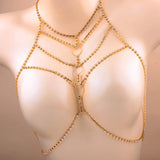 StoneFans Bling Rhinestone Body Chain Bra Harness Lingerie Jewellery
