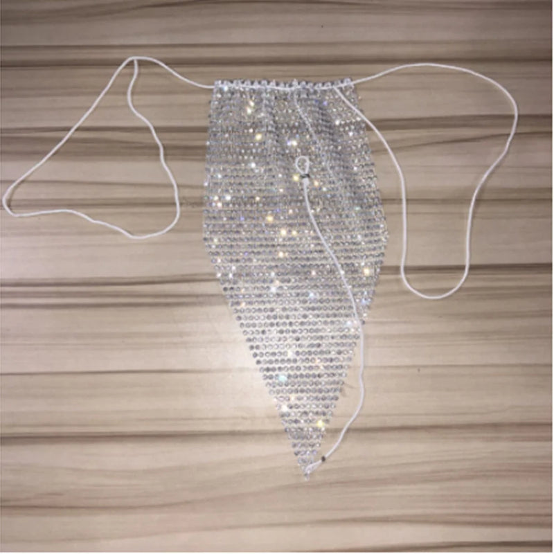 StoneFans Bling Sequins Crystal Bikini Set Push-Up Bra and Thong
