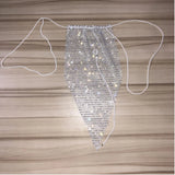 StoneFans Bling Sequins Crystal Bikini Set Push-Up Bra and Thong