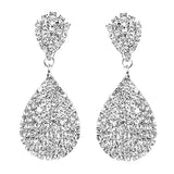 StoneFans Clip On Rhinestone Teardrop Earrings for Women