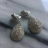 StoneFans Clip On Rhinestone Teardrop Earrings for Women