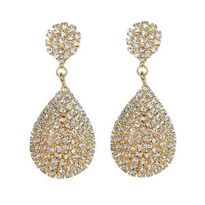 StoneFans Clip On Rhinestone Teardrop Earrings for Women