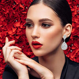 StoneFans Clip On Rhinestone Teardrop Earrings for Women