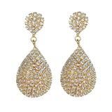 StoneFans Clip On Rhinestone Teardrop Earrings for Women