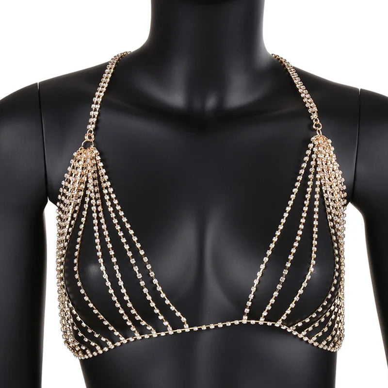 StoneFans Crystal Bra Jewelry Rhinestone Body Chain for Party Beach