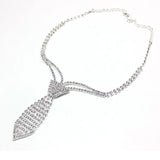 StoneFans Rhinestone Tie Wedding Necklace