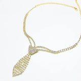 StoneFans Rhinestone Tie Wedding Necklace