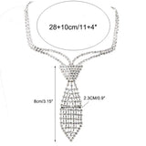 StoneFans Rhinestone Tie Wedding Necklace