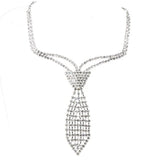 StoneFans Rhinestone Tie Wedding Necklace