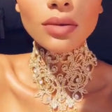 StoneFans Flower Rhinestone Choker Necklace for Women