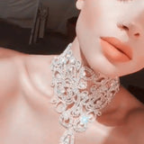 StoneFans Flower Rhinestone Choker Necklace for Women
