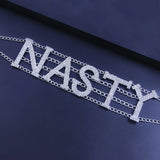 StoneFans NASTY Big Letter Choker Necklace Women SEXY FANCY RICH Rhinestone