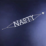 StoneFans NASTY Big Letter Choker Necklace Women SEXY FANCY RICH Rhinestone