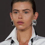 StoneFans Square Clip Earrings Clear Crystal Rhinestone Clip on Earrings