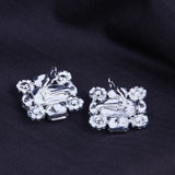 StoneFans Square Clip Earrings Clear Crystal Rhinestone Clip on Earrings