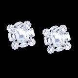 StoneFans Square Clip Earrings Clear Crystal Rhinestone Clip on Earrings