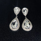 StoneFans Square Clip Earrings Clear Crystal Rhinestone Clip on Earrings