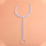 StoneFans Stretch Ankle Bracelet Bohemian Rhinestone Toe Ring Anklets