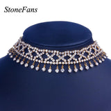 StoneFans CZ Tie Chain Choker Necklace for Women Geometric Chokers N6087