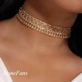 StoneFans CZ Tie Chain Choker Necklace for Women Geometric Chokers N6087