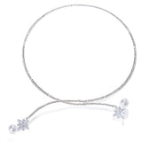 StoneFans Rhinestone Collar Necklace Pearl Chain Women Party Choker Jewelry