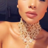 StoneFans Rhinestone Bib Collares Crystal Necklace