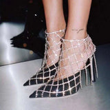 Stonefans High Heel Shoe Chain Ankle Jewelry for Women Rhinestone Anklet