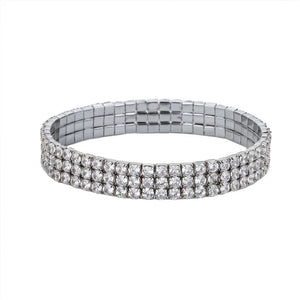 Stonefans 3 Rows Rhinestone Ankle Chains for Women Stretchy Anklet Bracelet